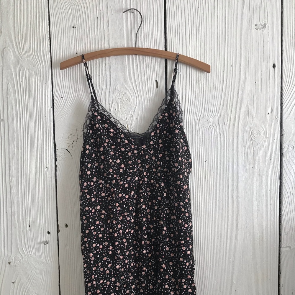 American Eagle Black Floral Dress w/ Lace